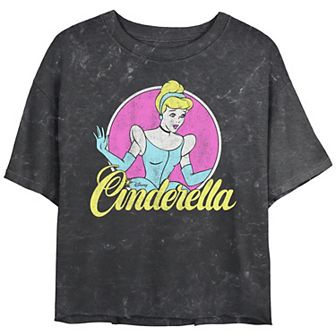 Disney's Cinderella Faded Simple Portrait Juniors' Cropped Graphic Tee