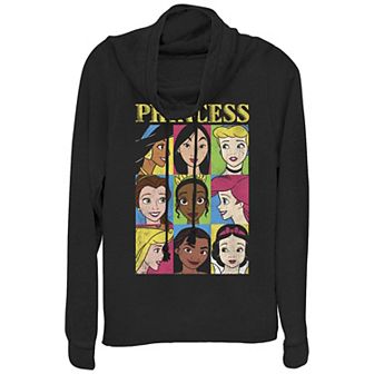 Disney's Princesses Juniors' Face In Box Cowlneck Graphic Lightweight Long Sleeve