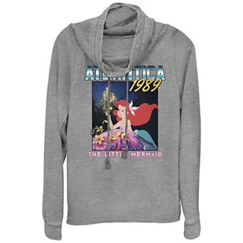 Disney's Little Mermaid Juniors' Atlantica 1989 Cowlneck Graphic Lightweight Long Sleeve