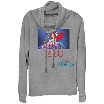 Disney's Little Mermaid Juniors' 1989 Cowlneck Graphic Lightweight Long Sleeve
