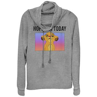 Disney's The Lion King Simba Not Today Meme Juniors' Cowlneck Graphic Lightweight Long Sleeve