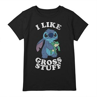 Disney's Lilo & Stitch Girls 7-16 I Like Gross Stuff Stitch And Frog Graphic Tee