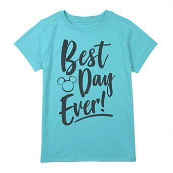 Disney Parks Girls 7-16 Best Day Every Mickey Head Silhouette Graphic Tee