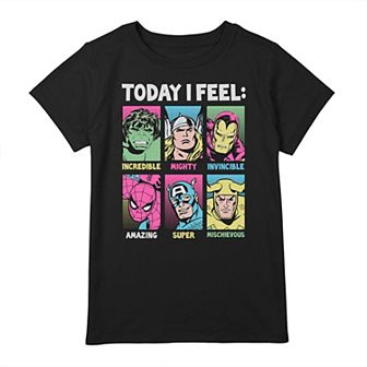 Girls 7-16 Marvel Today I Feel Comic Superhero Panels Graphic Tee