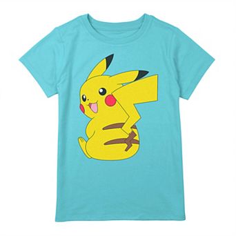 Girls 7-16 Pokemon Cute Smiling Pikachu Sitting Across Graphic Tee