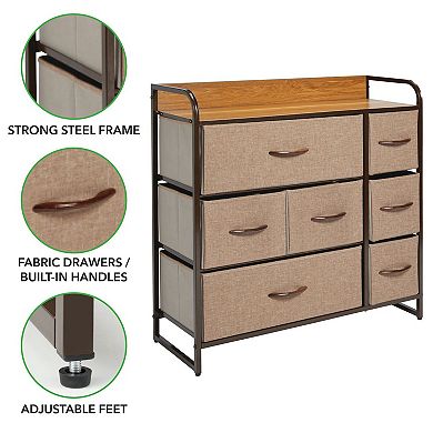 mDesign Wide Dresser Storage Chest, 7 Fabric Drawers