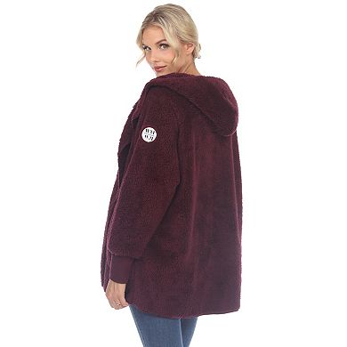 Maternity Plush Hooded Cardigan with Pockets