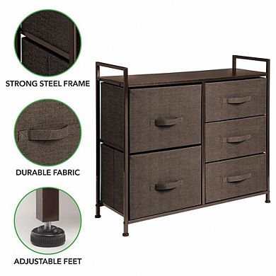 mDesign Long Dresser Storage Organizer Stand, 5 Removable Drawers