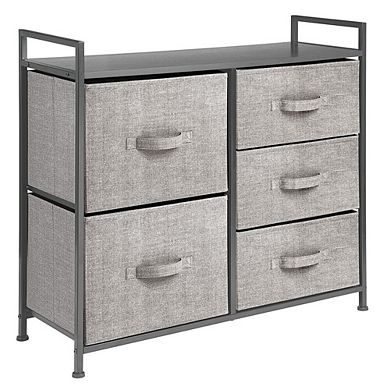 mDesign Long Dresser Storage Organizer Stand, 5 Removable Drawers