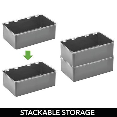 mDesign Medium Plastic Stackable Organizer Container Box with Hinged Lid