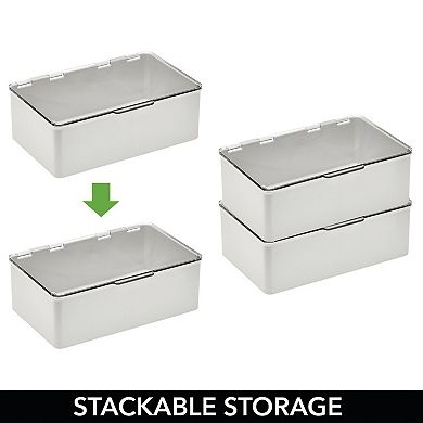 mDesign Medium Plastic Stackable Organizer Container Box with Hinged Lid