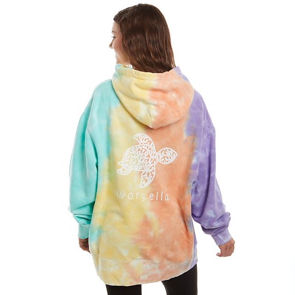 Juniors IVORY ELLA Tie Dye Turtle Hoodie