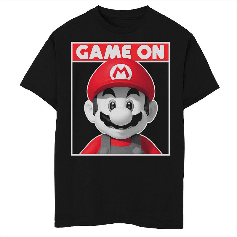 Boys 8-20 Nintendo Mario Face Game On Poster Graphic Tee, Boy's, Size: XS, Black