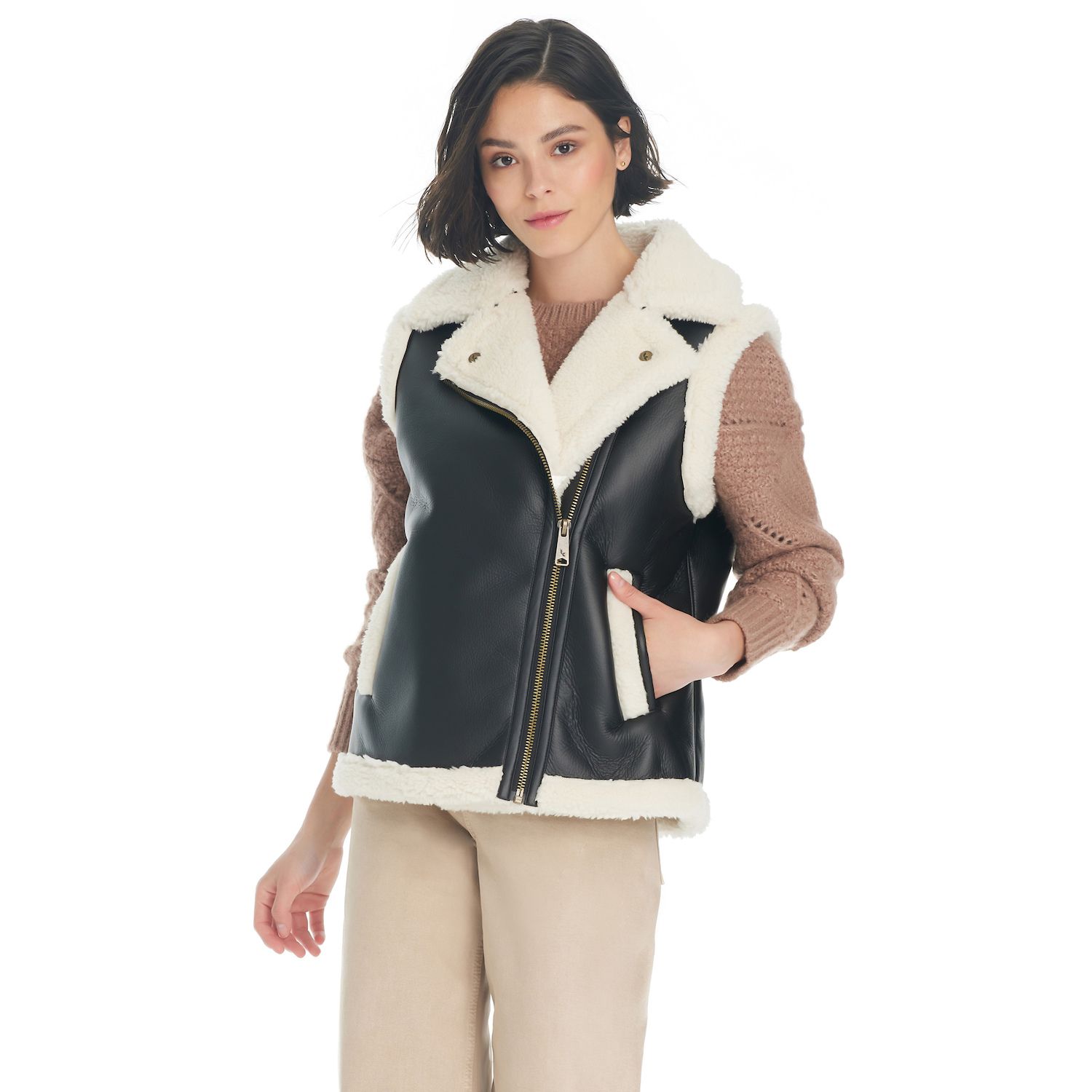 Women's Koolaburra By UGG Faux Leather & Sherpa Vest