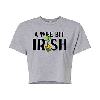 Juniors' Peanuts Wee Bit Irish Cropped Tee