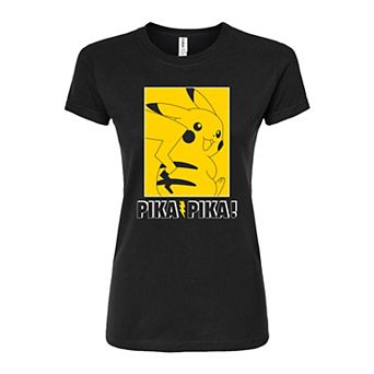 Juniors' Pokémon Pikachu Outline Fitted Tee