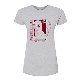Juniors' Pokémon Charmander Halftone Fitted Tee