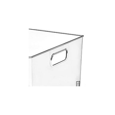 mDesign Large Plastic Household Storage Organizer Bin - Handles, 8 Pack, Clear