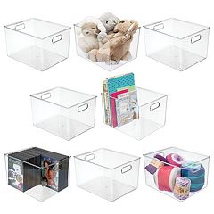 mDesign Deep Plastic Bathroom Storage Organizer Bin with Handles - 2 Pack, Clear