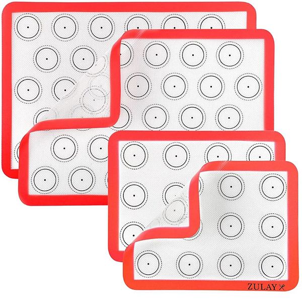 Zulay Kitchen Macaron Silicone Baking Mats 4 Piece Set