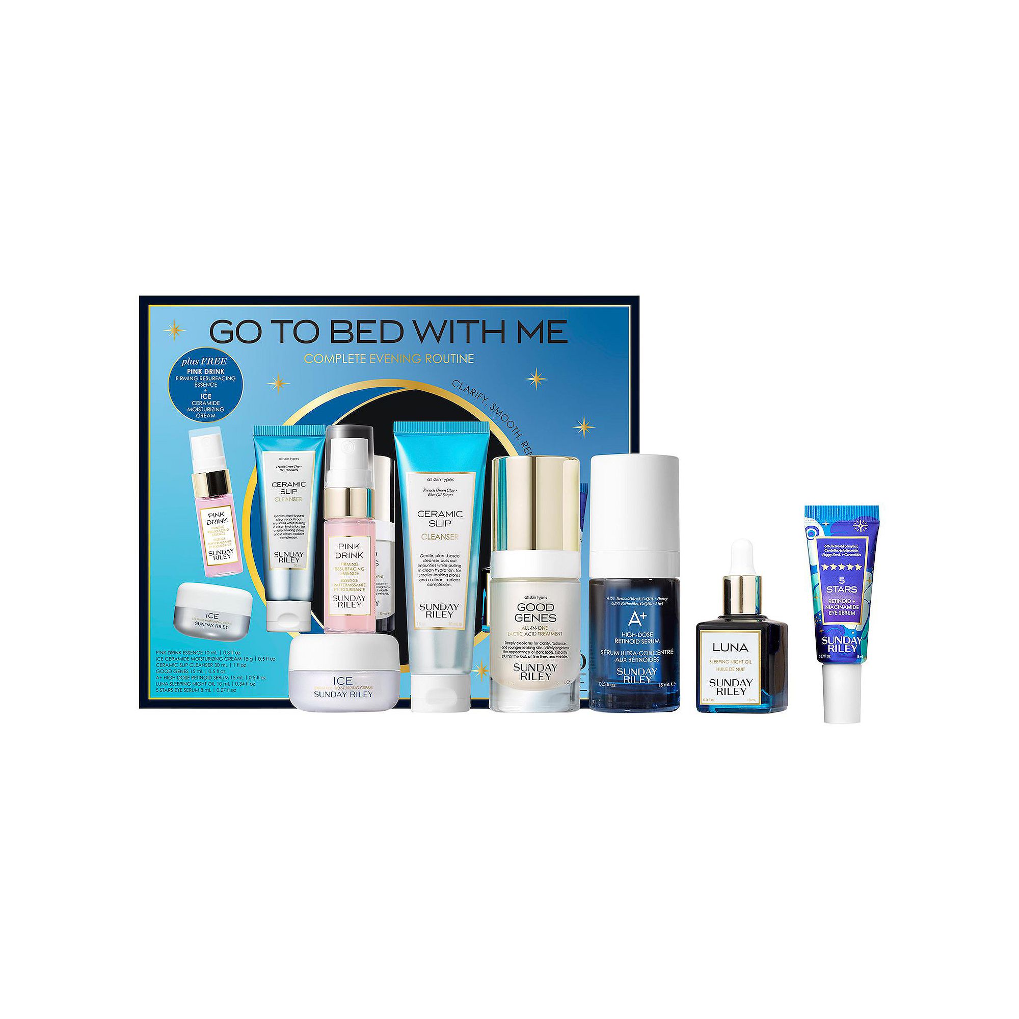 SUNDAY RILEY Go To Bed With Me Anti-Aging Night Routine, Size: 14.1 FL Oz, 