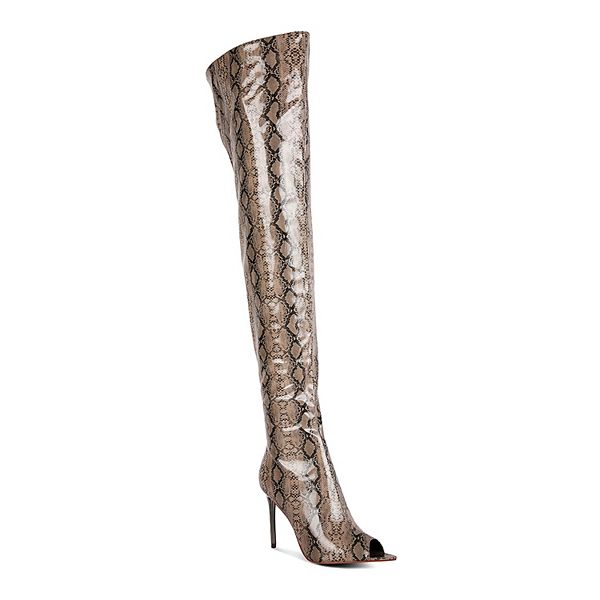 London Rag Women's Snake Print Thigh-High Boots