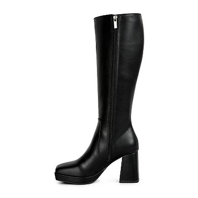 London Rag Bouts Women's Block Heel Mid-Calf Boots