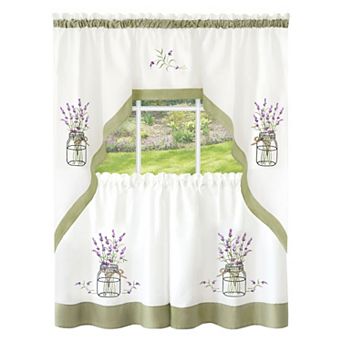Achim 3 pc Lavender Embellished Tier & Swag Window Curtain Set