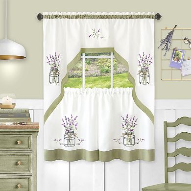 Achim 3-piece Lavender Embellished Tier & Swag Window Curtain Set