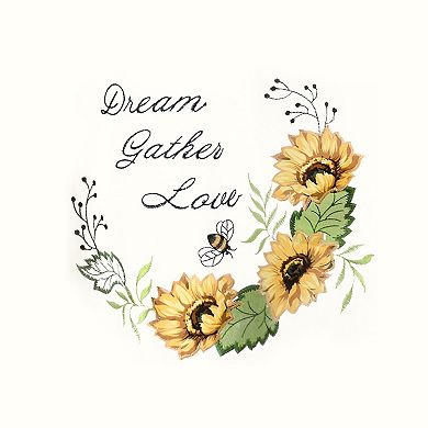 Achim 3-piece "Dream, Gather, Love" Sunflower Picnic Embellished Tier & Swag Window Curtain Set