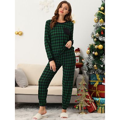 Women's Sleepwear Lounge Soft Round Neck Winter Plaid Pajamas Sets