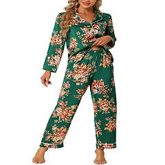 Pajamas Set for Women Plus Size Short Sleeve V Neck Elastic Waist