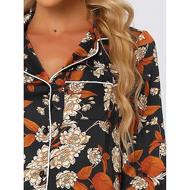 Women's Pajama Sleep Shirt Nightwear Sleepwear Lounge Satin Pj Sets