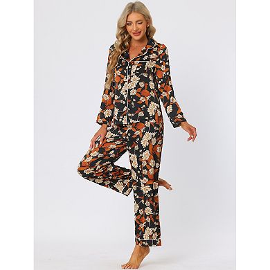 Women's Pajama Sleep Shirt Nightwear Sleepwear Lounge Satin Pj Sets