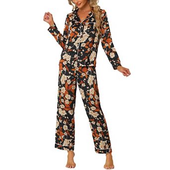 Women's Pajama Sleep Shirt Nightwear Sleepwear Lounge Satin Pj Sets