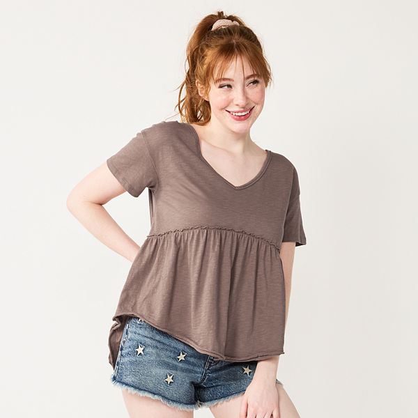 Juniors SO Short Sleeve Tiered Peplum Top