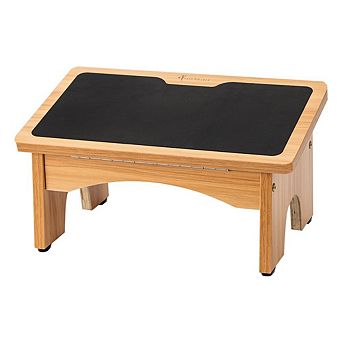 Wood Foot Rest With 3-Level Quick Adjust Incline For Sore Feet, Improve Circulation & Relief Swelling