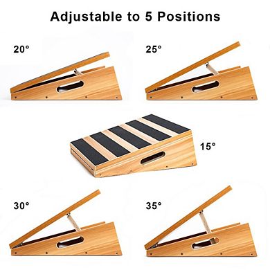 Professional Wooden Slant Board, Calf Stretcher with Extra Side-Handle, Partial Coverage