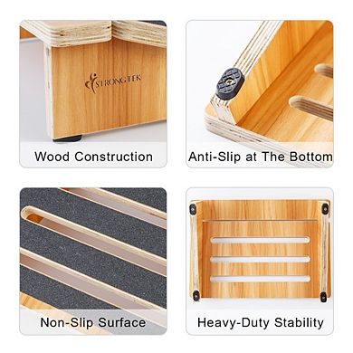Strongtek Under Desk Footrest, Slanted Non-Slip Wooden Step Stool For Home And Office