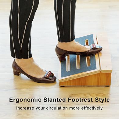 Strongtek Under Desk Footrest, Slanted Non-Slip Wooden Step Stool For Home And Office