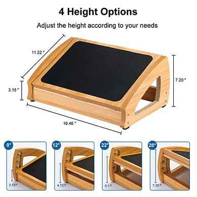 3 Adjustable Heights Under Desk Footrest, Improves Posture And Blood Circulation, Hold Up To 400lbs