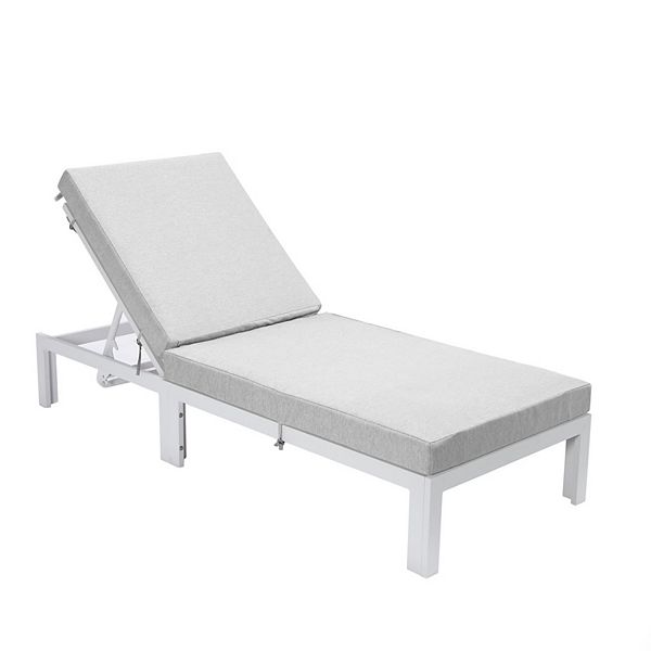 LeisureMod Chelsea Modern Outdoor White Chaise Lounge Chair with