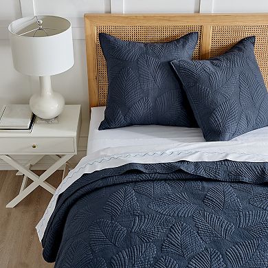 Draper James Grenada Palm Navy Coverlet or Sham