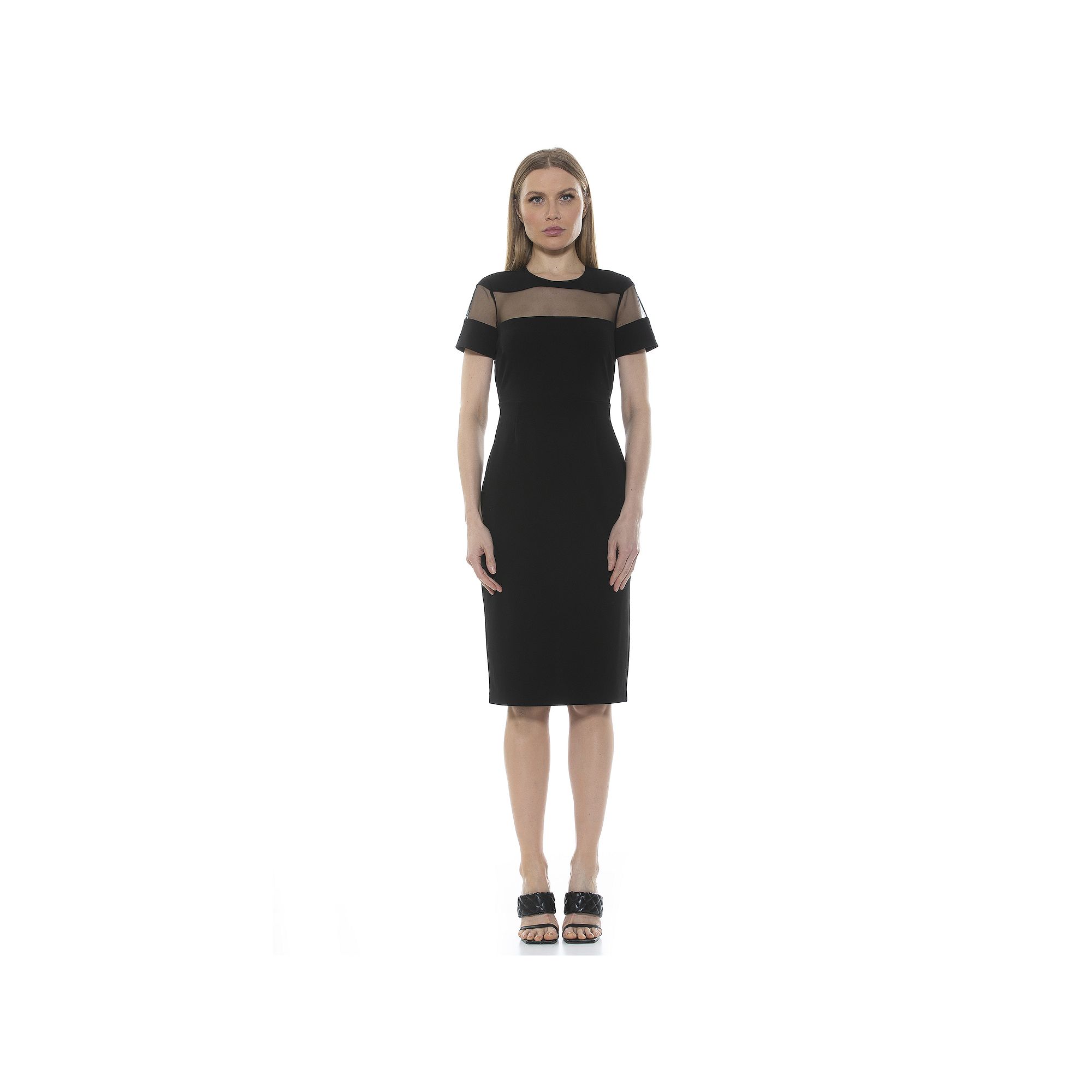 Womens ALEXIA ADMOR Everleigh Illusion Neck Midi Dress, Size: XS, Black