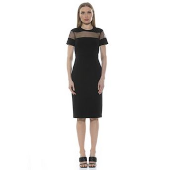 Women's ALEXIA ADMOR Everleigh Illusion Neck Midi Dress