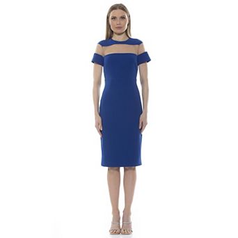 Women's ALEXIA ADMOR Everleigh Illusion Neck Midi Dress