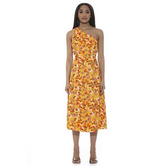 Women's ALEXIA ADMOR Fay One-Shoulder Midi Fit & Flare Dress