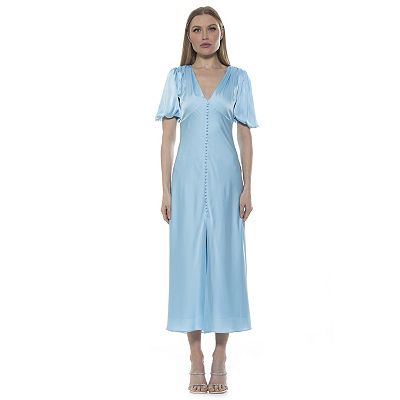Alexia Admor Women's Lorelei V Neck Midi Dress, Blue, 8