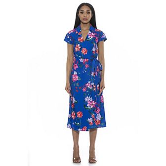 Women's ALEXIA ADMOR Paris Surplice Wrap Midi Dress With Waist Tie