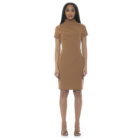 Женские платья ALEXIA Women's ALEXIA ADMOR Sadee Draped Mockneck Sheath Dress